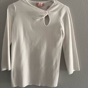 Philosophy White Blouse with Keyhole Knot. PTP 17-19”, Length 23”